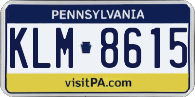 PA license plate KLM8615