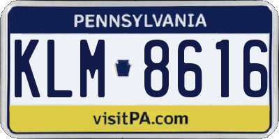 PA license plate KLM8616