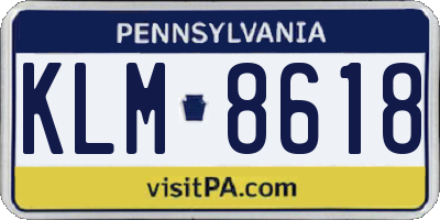 PA license plate KLM8618