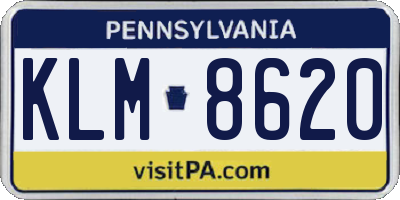 PA license plate KLM8620