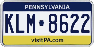 PA license plate KLM8622