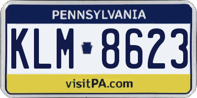 PA license plate KLM8623
