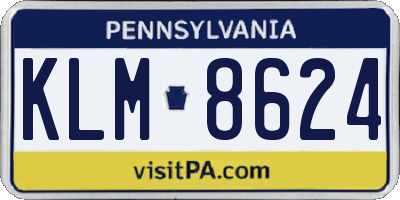 PA license plate KLM8624