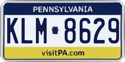 PA license plate KLM8629