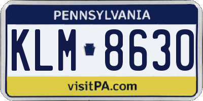 PA license plate KLM8630