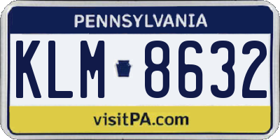 PA license plate KLM8632