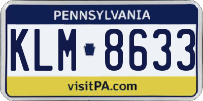 PA license plate KLM8633