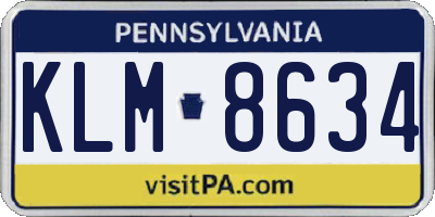 PA license plate KLM8634
