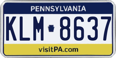 PA license plate KLM8637