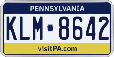 PA license plate KLM8642