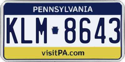 PA license plate KLM8643