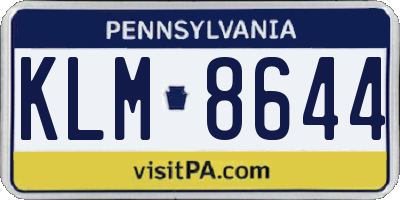 PA license plate KLM8644