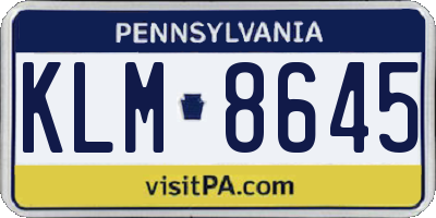 PA license plate KLM8645