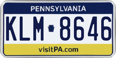PA license plate KLM8646