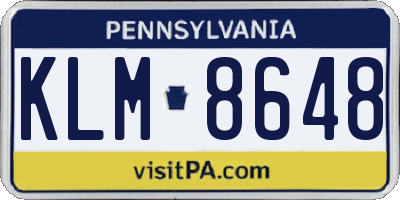 PA license plate KLM8648