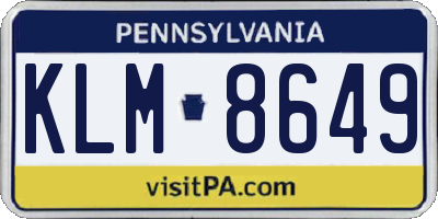 PA license plate KLM8649