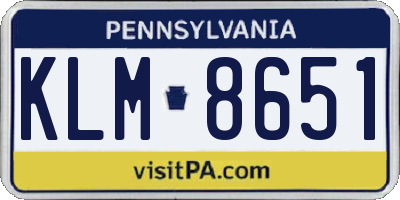 PA license plate KLM8651