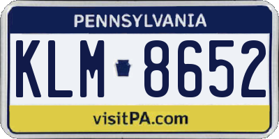 PA license plate KLM8652
