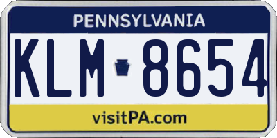 PA license plate KLM8654