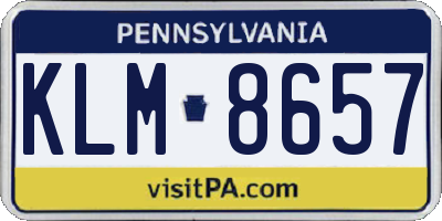 PA license plate KLM8657