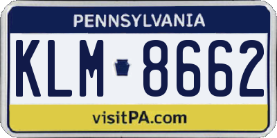 PA license plate KLM8662