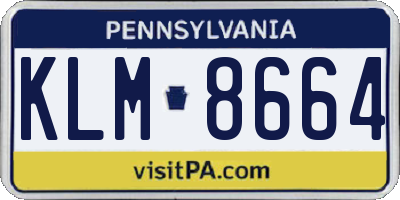 PA license plate KLM8664