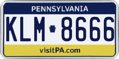 PA license plate KLM8666