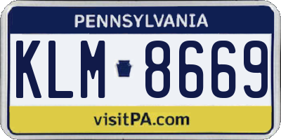 PA license plate KLM8669