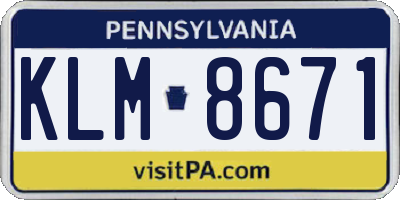 PA license plate KLM8671