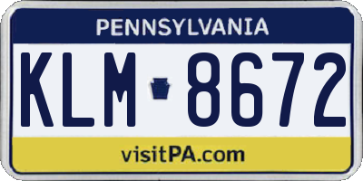 PA license plate KLM8672