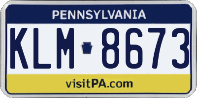 PA license plate KLM8673