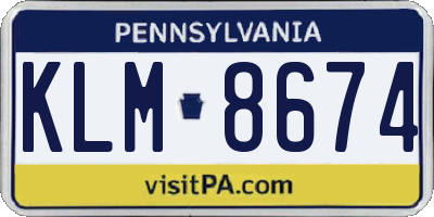 PA license plate KLM8674