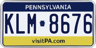 PA license plate KLM8676