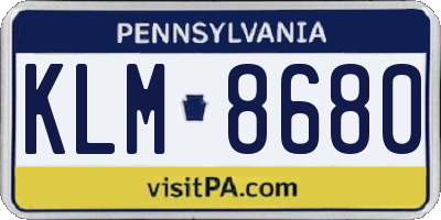 PA license plate KLM8680