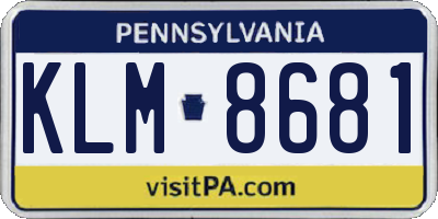 PA license plate KLM8681