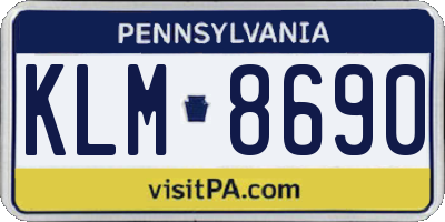 PA license plate KLM8690