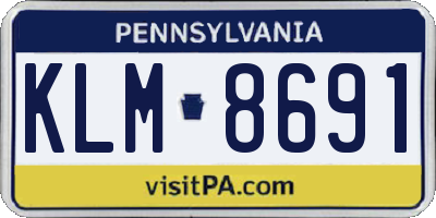 PA license plate KLM8691