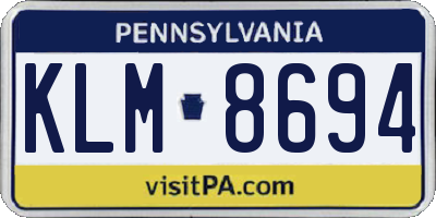 PA license plate KLM8694
