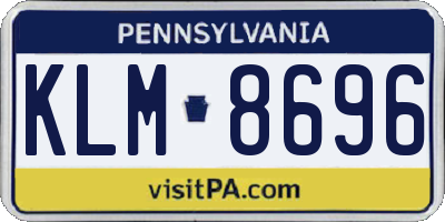 PA license plate KLM8696