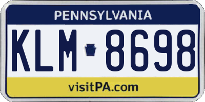 PA license plate KLM8698