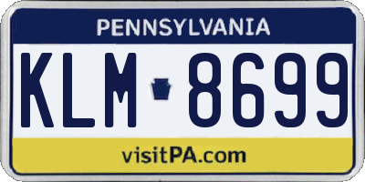 PA license plate KLM8699