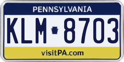 PA license plate KLM8703