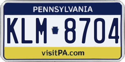 PA license plate KLM8704