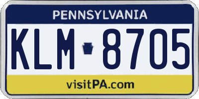PA license plate KLM8705