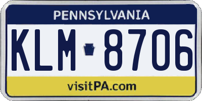 PA license plate KLM8706