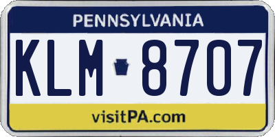 PA license plate KLM8707