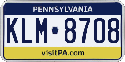 PA license plate KLM8708