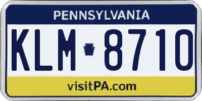 PA license plate KLM8710