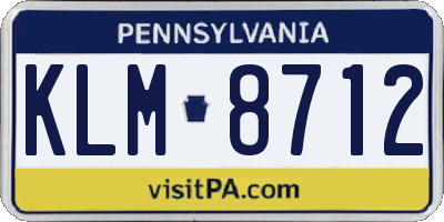 PA license plate KLM8712