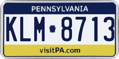 PA license plate KLM8713